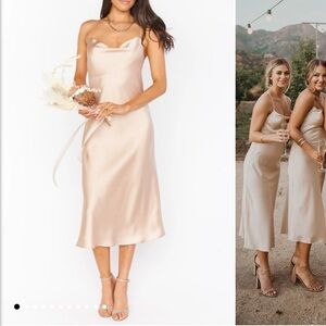 Show me your Mumu Verona Cowl Neck satin champagne dress